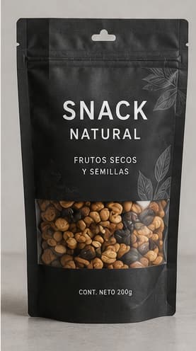 Bolsa personalizada para snacks naturales y semillas