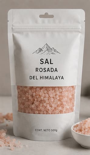 Bolsa para sal rosada del Himalaya con diseño premium