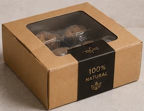 Caja kraft con ventana transparente para productos naturales